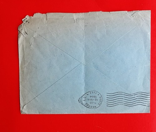 1964 busta con bollo 30 lire i.n.a. isolato con timbro d'arrivo ovale deformato - Foto 2 di 2
