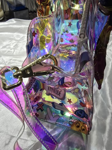 Augenmotiv holografisch PVC Luxus Graffiti Geschenk Beuteltasche durchsichtig Handtasche zusätzlicher Griff - Bild 12 von 16