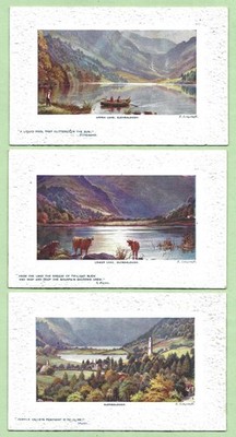 [C082] Künstler ''E. Longstaffe'' stecken drei Postkarten The Emerald Isle Co Wicklow