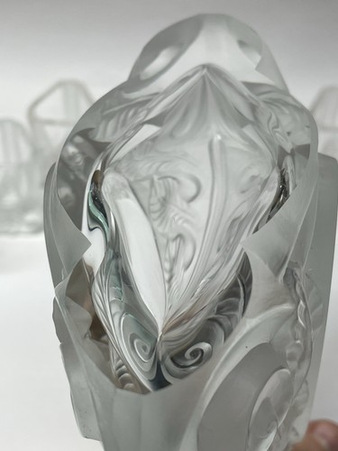 Art Deco Frantisek Halama Decanter & 6 Shot Glasses Clear & Frosted Czech Glass - Picture 15 of 24