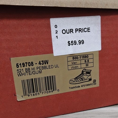 Levis 521 BB HI Pebbled UL 519708-43W1 Mens 9.5 White Sneakers Shoes High Top - Picture 15 of 15