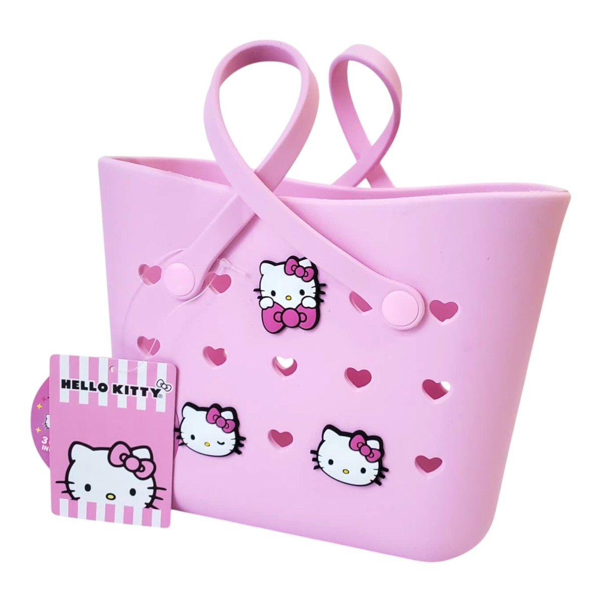 NEW HELLO KITTY BOGG STYLE TOTE BAG PINK RUBBER CUSTOMIZABLE 