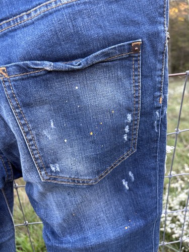 Vaqueros skater azul pintura envejecida Dsquared2 para hombre talla 48 hechos en Italia cremallera - Imagen 7 de 10