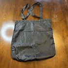 Black Nylon Reusable Tote Shopping Bag - Foldable Lightweight (Approx. 16x14 in)