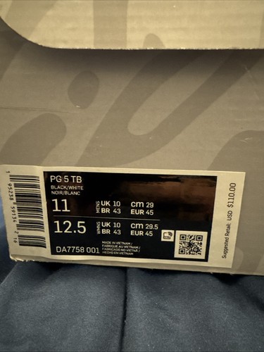 Nike PG 5 TB Negro Blanco Talla 11 - Imagen 9 de 10