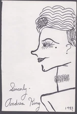 ANDREA KING - SELF-CARICATURE SIGNED 1983