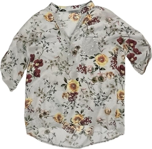 Angela Mara Blouse Women,L,Boho, Fairy Core,Floral,Sparkled Pocket & Trim.Italy - Picture 3 of 13