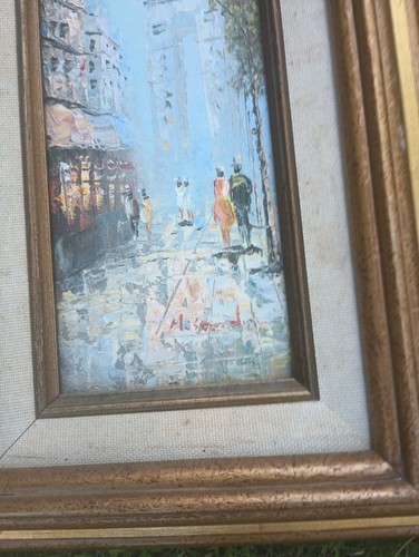 Vintage signiertes Öl auf Karton Pariser Gemälde internationaler Verkauf - Bild 2 von 3