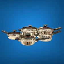 4 Diamond Craft  T304S 7 Ply Stainless Steel Pans w/ Vented Lid USA