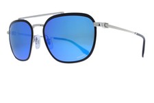 RAY-BAN CHROMANCE Black on Silver / Blue Mirror Polarized RB3708 91444L  56