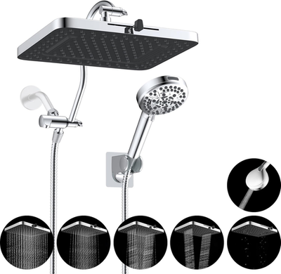 #ad Cupc Certified High Pressure 13#x27;#x27; Dual Shower Head Combo with 10 Mode Handheld S $121.20