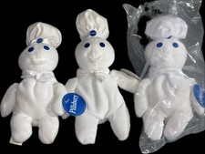 Lot of 3 1999 Pillsbury Doughboy 6" Mini Beanie Bean Bag White Plush ONE SEALED