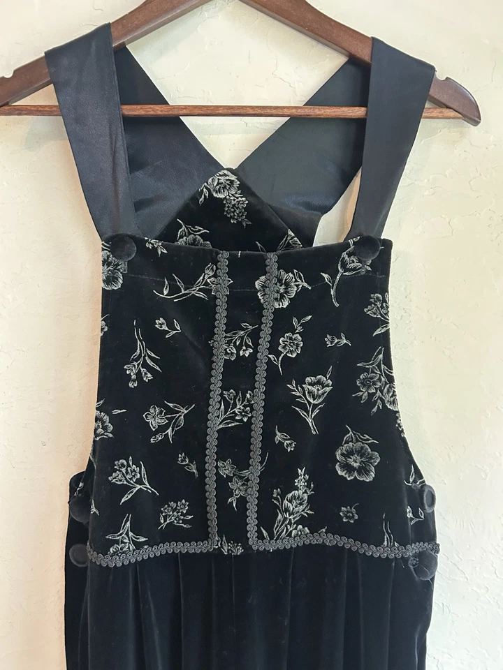 Mono de terciopelo negro vintage años 90 Y2K Romeo pierna ancha M Fairy Grunge Whimsigoth Foto 4 de 4