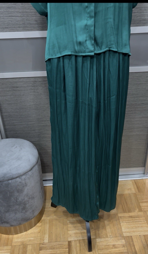 NWT ETAM PANTS SIZE XS-XL - BLOUSE SIZE L - GREEN SUIT LIKE SILK POLYESTER - Picture 3 of 13