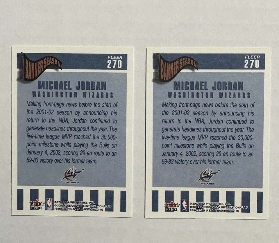 2002-03 Fleer Tradition #270 Michael Jordan Lot Of 2 - Image 2 of 2