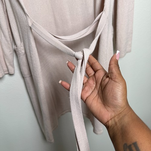 Cabernet Damen Kaschmir Seide Morgenmantel Medium Rosa Lounge Freizeit Kuschelig Zopfmuster - Bild 6 von 7