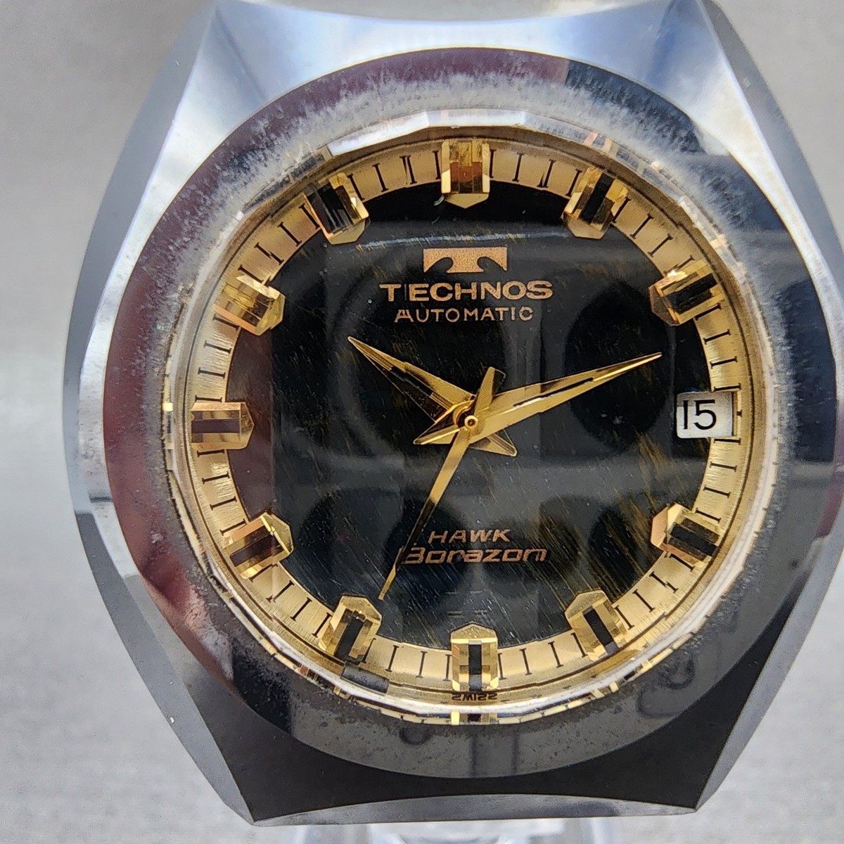 Technos Hawk Borazon Watch Men 36mm Tiger Eye Dial Tungsten