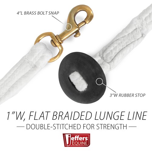 Jeffers Equine 25' Braided Cotton Lunge Line – Soft & Durable Training Rope with - Picture 3 of 4