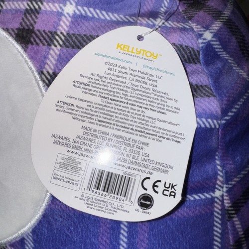 Squishmallow Plush Hello Kitty Sanrio 14”Kuromi Plaid New With Tags - Picture 4 of 10