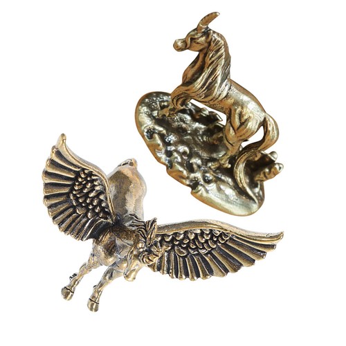  2 Pcs Feng Shui Figurines Business Present Collection Horse Brass Statues - Imagen 8 de 20