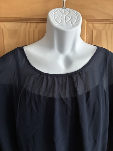 by & by Women’s XL Sheer Cami Layered Smock Waist Dolman 3/4 Sleeve Top - Picture 3 of 11