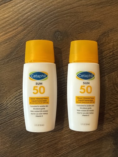 Cetaphil Sheer Mineral Face Liquid Sunscreen SPF 50 (2 Pack) - 1.7 Fl Oz Each