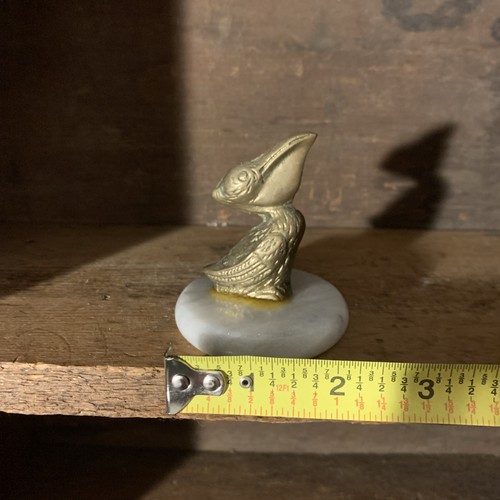 Vintage Petite Brass Pelican with Marble Base Figurine 2.75” H.Glue Has Yellowed - Picture 8 of 8