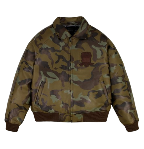 Męska kurtka skórzana Avirex USA CAMO ICON Limitowana edycja Flight Bomber Skóra bydlęca - Zdjęcie 4 z 15