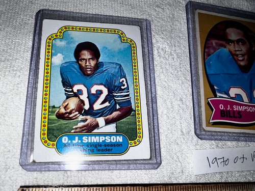 1970 Topps O.J. SIMPSON Rookie Card #90 Buffalo Bills + 73Record brkr & Willy Mays - Bild 5 von 6