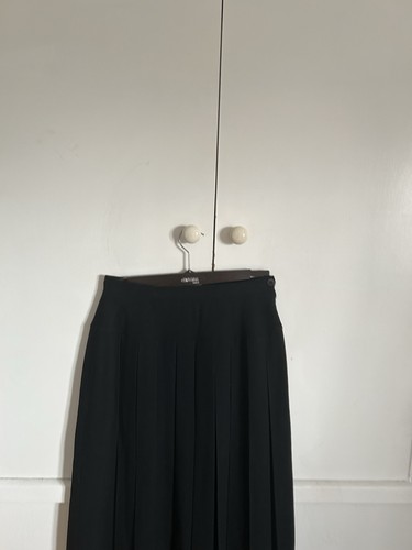 JAEGER Vintage 80's 90's Black Wool Pleated Lined Midi Midaxi Skirt UK 8-10 - Picture 7 of 23