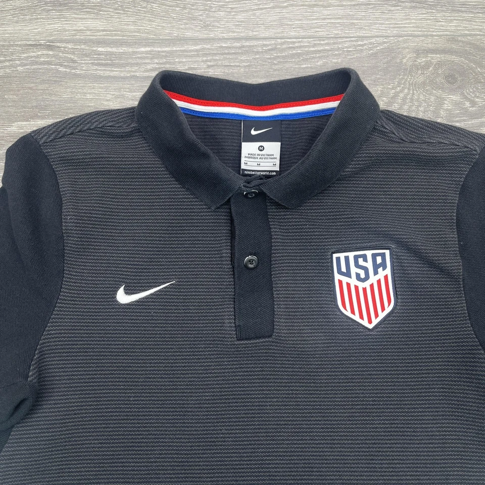 Camisa de fútbol de Estados Unidos para hombre mediana negra Nike Polo de Estados Unidos Equipo USMNT Algodón Foto 2 de 4
