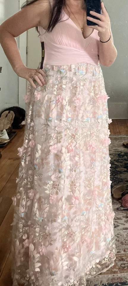 Aidan Mattox Floral Flowers Maxi Gown Dress Size 10 Summer Spring Wedding - Image 2 of 3