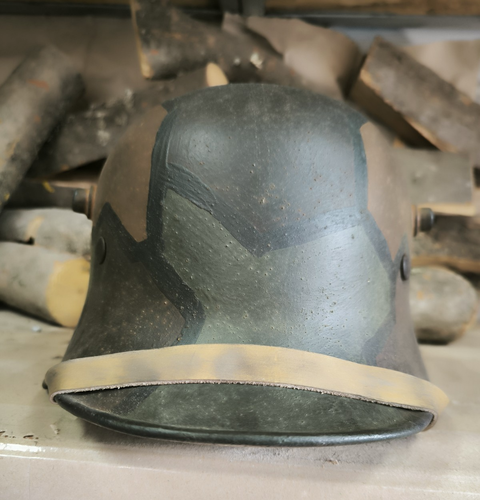 ¡Original! Casco M16 Imperial Alemán Primera Guerra Mundial camuflaje el casco está marcado BF64 - Imagen 12 de 24