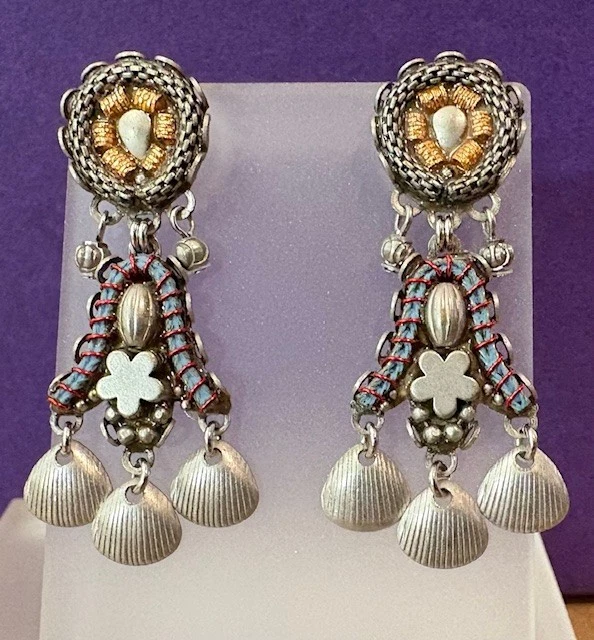 Pendientes Poste Barra Ayala "Indigo" Acero Inoxidable, Cuentas/Hilo Nuevos Foto 2 de 4