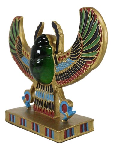 Ebros Ägyptischer geflügelter Skarabäus Amulett Ankh Symbol der Wiedergeburt Figur Statue - Bild 2 von 9
