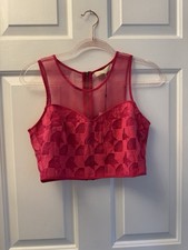 Dance Marvel Pink Geometric Mesh Crop Top Medium NWT Dancewear DMT1030