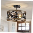  Semi Flush Mount Ceiling Light Fixture Modern 3-Light Farmhouse 3 Light-Black