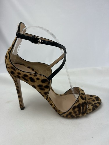Gianvito Rossi Cheetah Print Fur & Leather Stilettos Womens 37 - Picture 7 of 8
