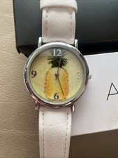 AVON SUMMER QUENCHER WATCH "PINEAPPLE" WHITE Orig Box Needs Battery