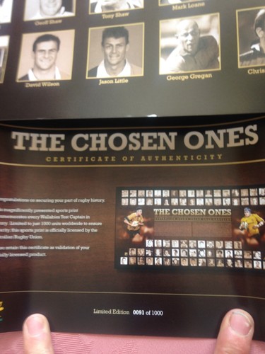 Wallabies Captains The Chosen Ones Print 091/1000 Certificate of Authenticity - Picture 2 of 2