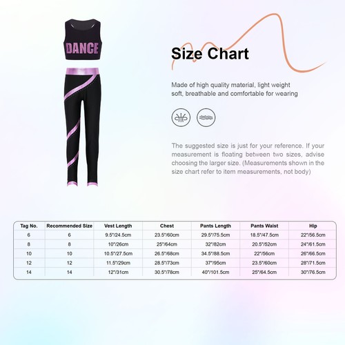 Kids Girls Vest And Pants Show Tracksuit Cutout Sweatsuit Dance Gymnastic Team - Picture 14 of 36