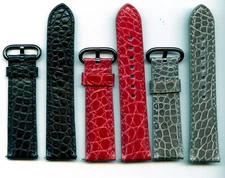 3 Colors 22mm or 24mm Montbrillant Peaux Genuine Alligator Strap Red Gray Black