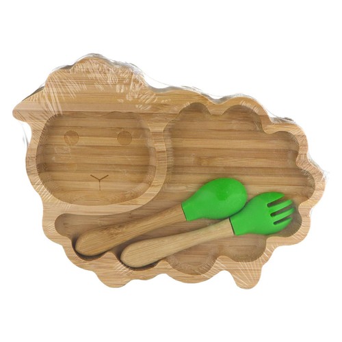Bamboo Weaning Plate for Babies & Toddlers with Silicone Spoon & Fork - Picture 25 of 30