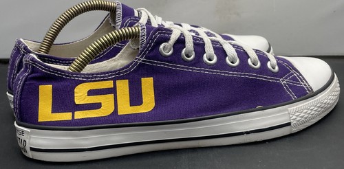 LSU Tigers Converse Chucks Low Top Shoes Purple Gold Size Mens 7 or Womens 8.5 - Picture 6 of 11