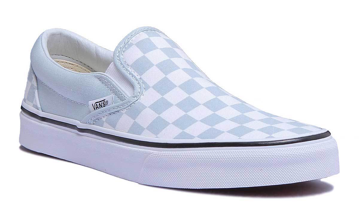 Vans Checkerboard Classic Slip On Damens Canvas Blau Flower Trainers Größe 3 - 8 Vans Checkerboard Classic Slip On Damens Canvas Blau Flower Trainers Größe 3 - 8