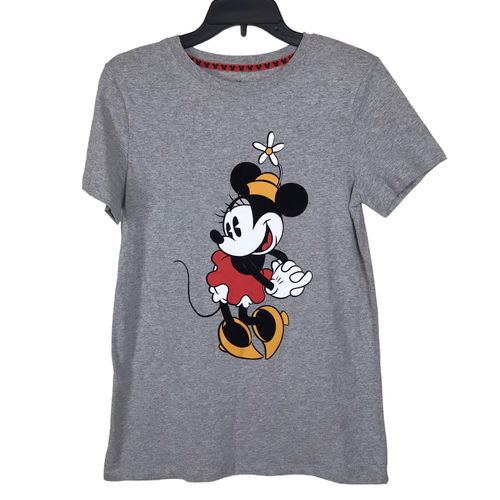 Disney Shirt Womens Large Gray Minnie Mouse Graphic Crew Neck Tee