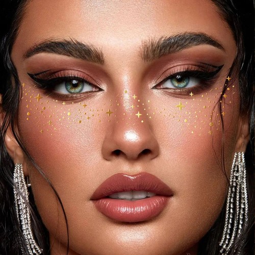 6 Pcs Glitter Freckles Patches Waterproof Temporary Tattoos Stickers Face Makeup - Picture 2 of 11