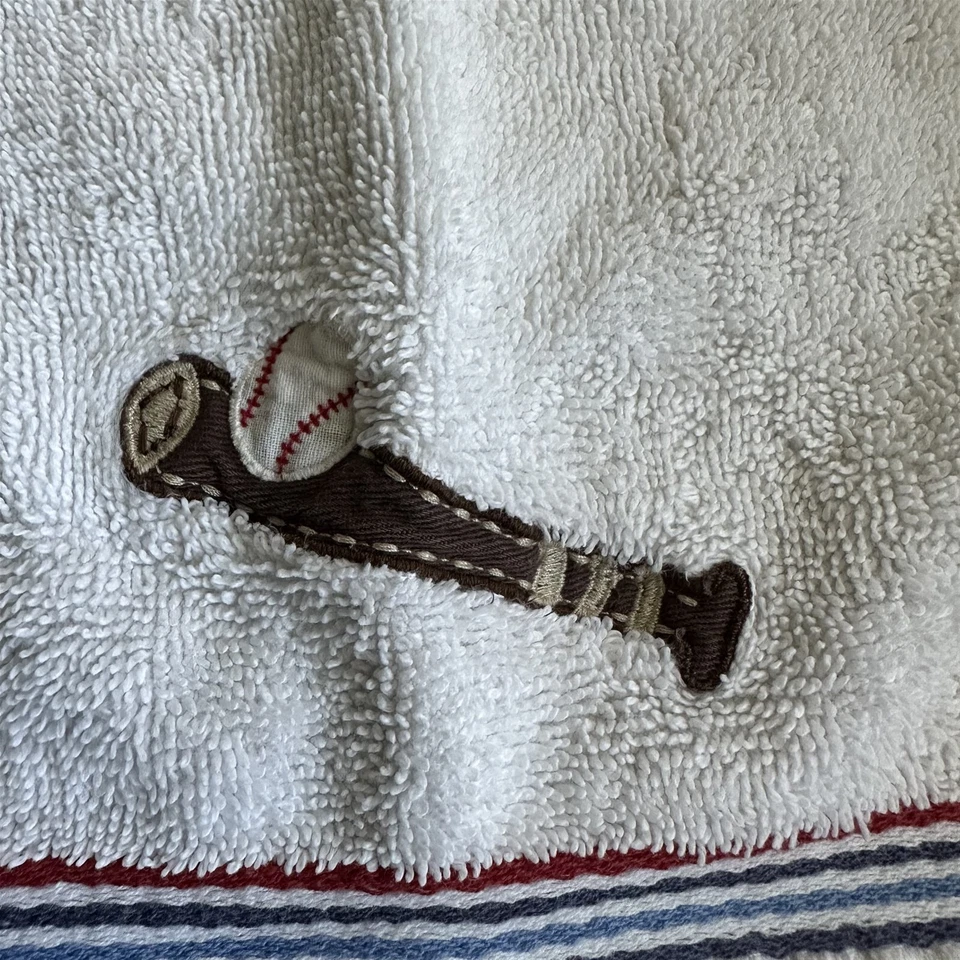 Juego de 2 paños de béisbol Pottery Barn Kids bate pelota algodón 2007 Foto 2 de 4
