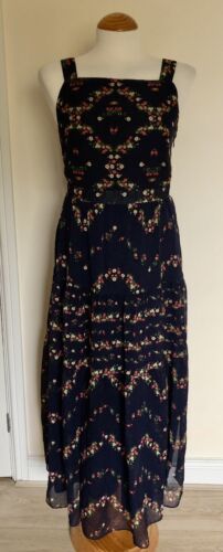 Ladies Laura Ashley navy floral fit & flare Maxi Summer Dress Size 12 UK BNWT - Picture 3 of 22