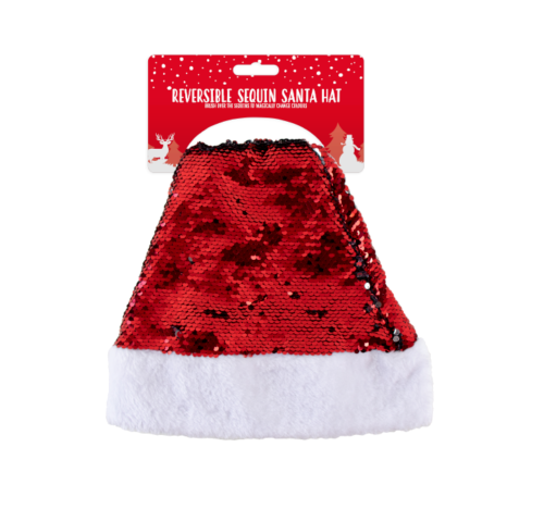 25 PACK - XMAS SANTA HAT - REVERSIBLE RED SEQUIN Christmas Fancy Dress Party UK - Picture 5 of 6